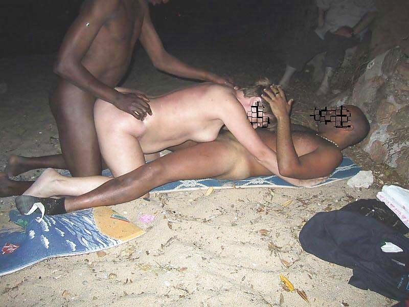 Gangbang african girl suck cock on beach