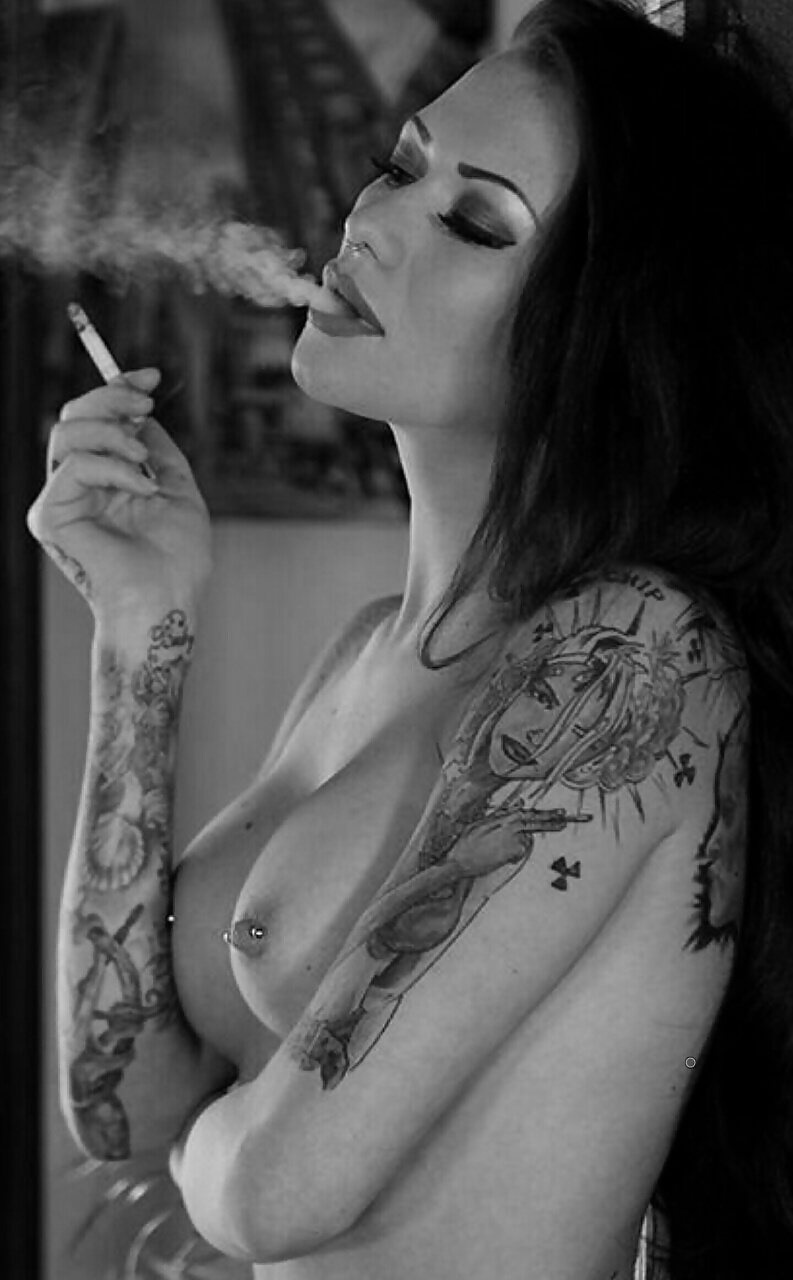 Naked Blonde Girl Smoking