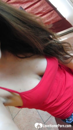 brunette cutie gets some cum over herself         