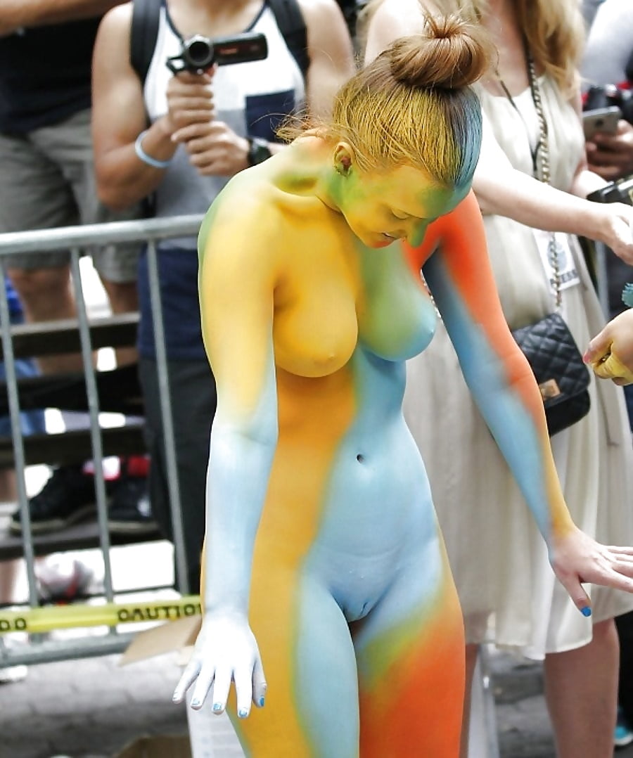 Nude body paint public