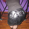 Cum on leather skirt