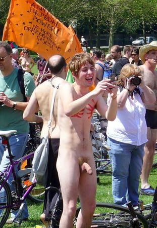 in Nude public erection