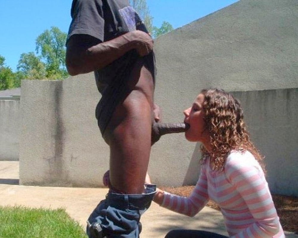 Black girl sucking white dick in public