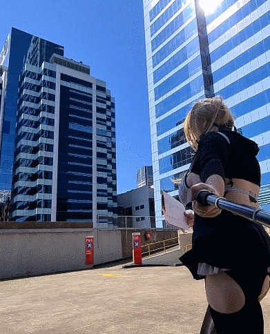 Sissy maid flashing in the city #23