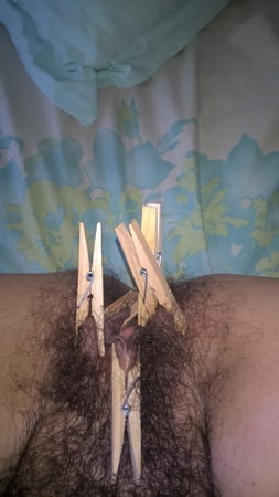 hairy joytwosex playing with clothespins         