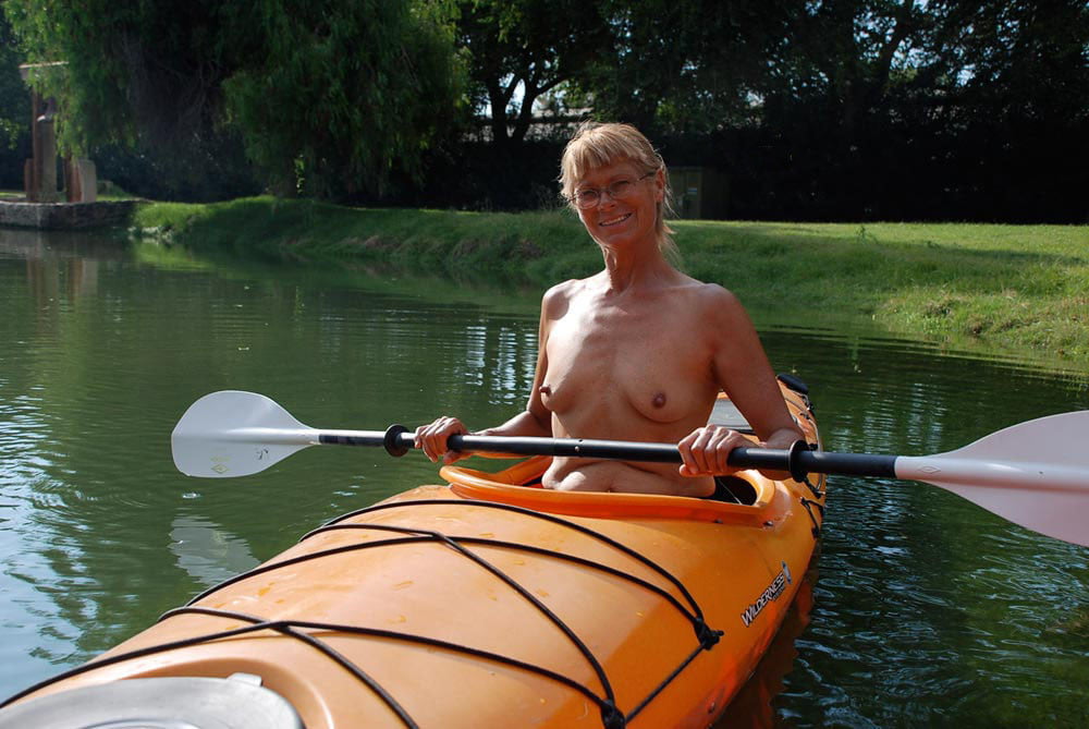 Kayaking naked.