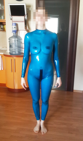 Transparent Blue Latex Catsuit