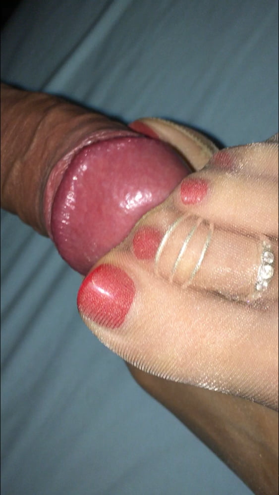 GF Nylon Teasing And Footjob Wit