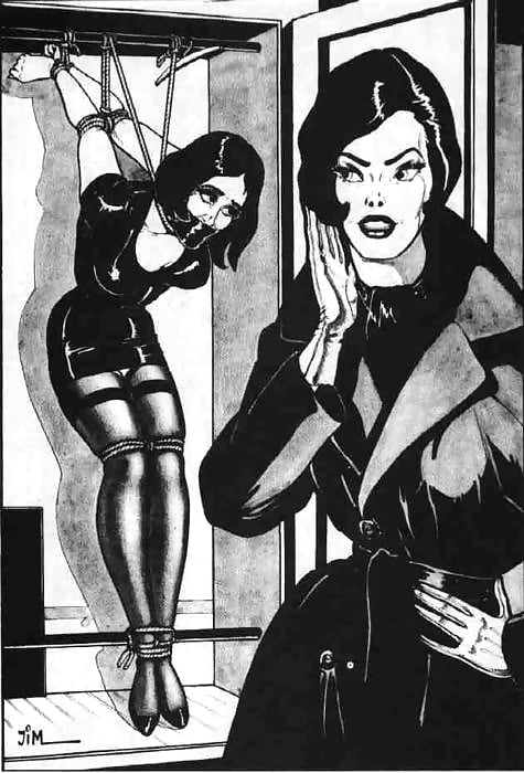 Vintage lesbian whipping bondage comic.