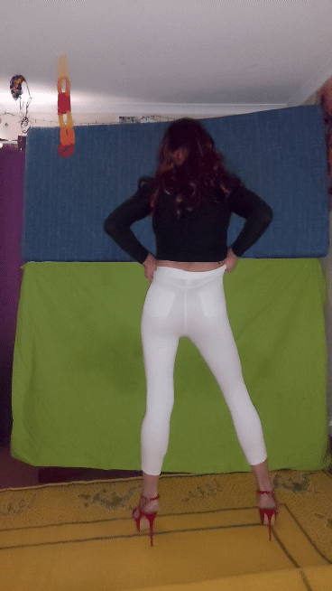 White stretch pants white dress and pantyhoses #2