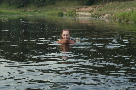 swimming in the river         