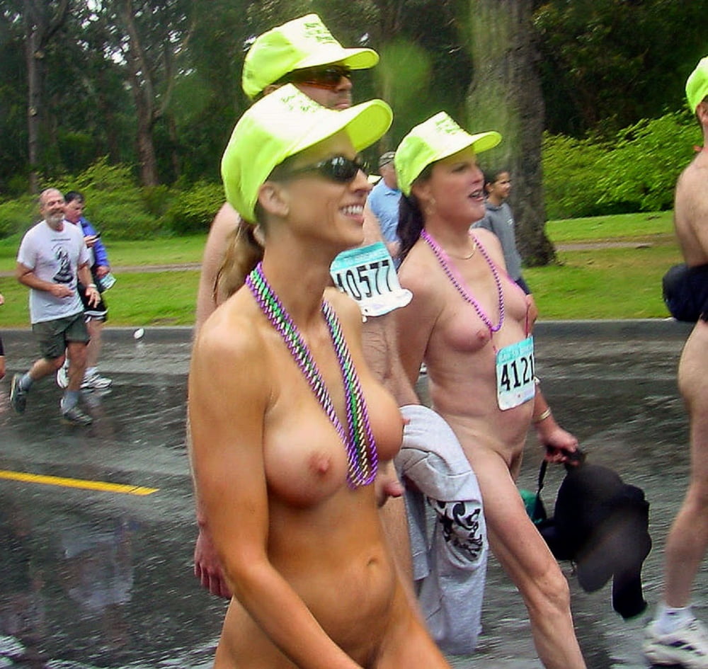 Woman stays nude after bay to breakers. 