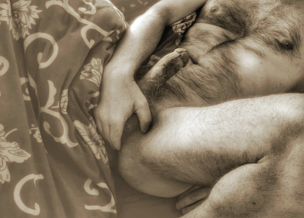 Sex Gallery Hairy man wanks his hairy cock