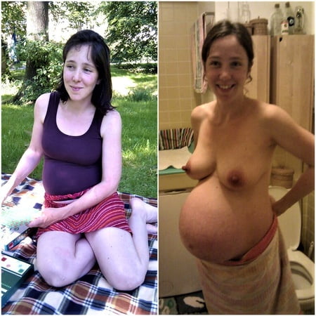 Schwangere frau nackt und angezogen